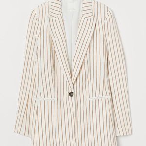 Seersucker Single Breasted Striped Blazer